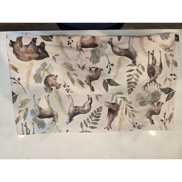 Woodland Creatures Toddler Pillowcase & Blanket Set - Reversible Dimple Brown & - Picture 5 of 5